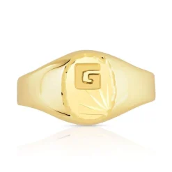 Chevalière or 375 jaune diamanté 1 initiale