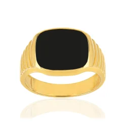 Chevalière or jaune 375, onyx
