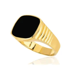 Chevalière or jaune 375, onyx