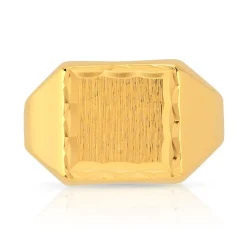 Chevalière plaqué or carrée écusson diamanté