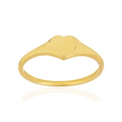 Chevalière plaqué or jaune coeur
