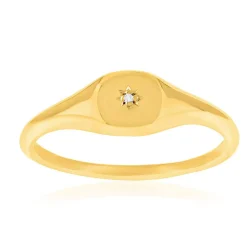 Chevalière plaqué or jaune et zirconias