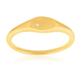 Chevalière plaqué or jaune et zirconias