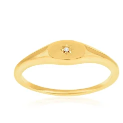 Chevalière plaqué or jaune et zirconias étoile