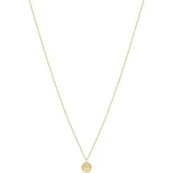 Collier acier doré arbre de vie laque blanche 46 cm