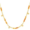 Collier acier doré aventurines oranges 45,5 cm