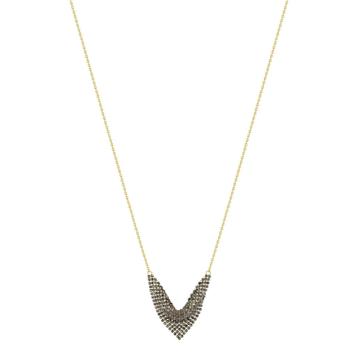 Collier acier dore pierres imitation noires 48 cm