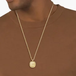Collier acier doré jaune 56cm