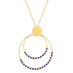Collier acier doré lapis lazuli 45.5cm