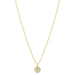 Collier acier doré nacre 45cm