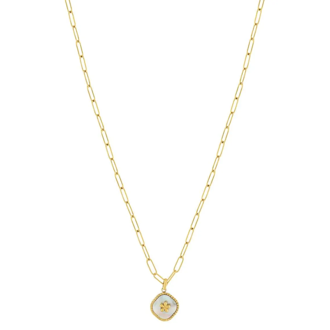 Collier acier doré nacre 45cm