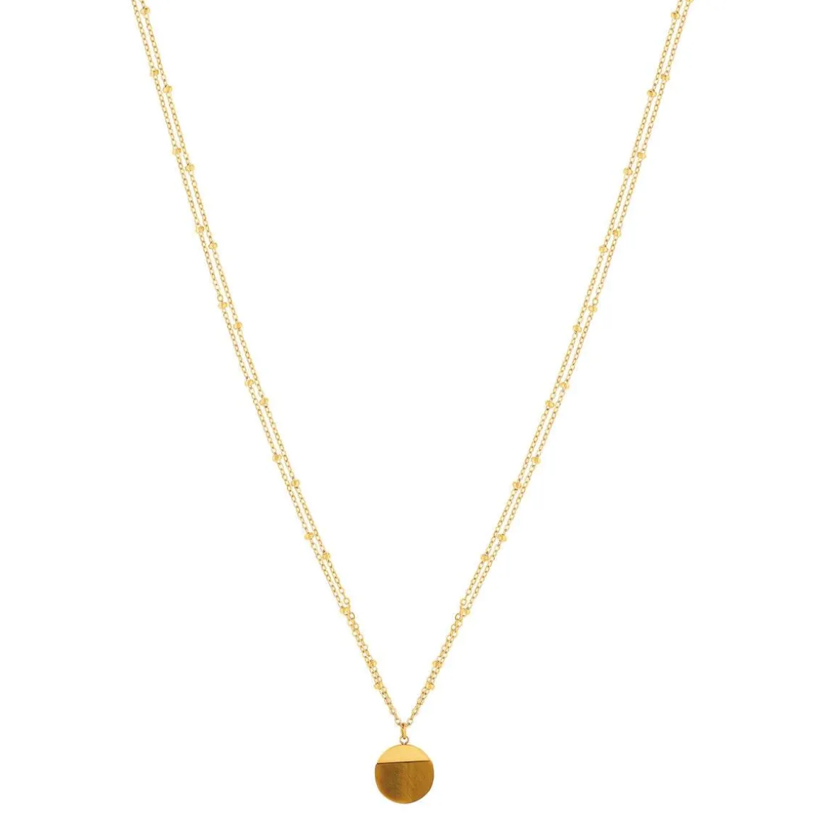 Collier acier doré 2 rangs pierre oeil de tigre 47 cm