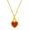 Collier acier jaune nacre coeur 45cm