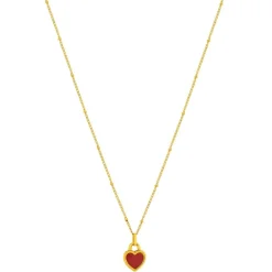 Collier acier jaune nacre coeur 45cm