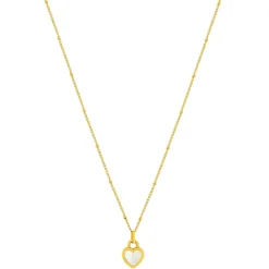 Collier acier jaune nacre coeur 45cm