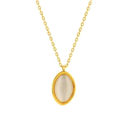 Collier acier jaune pierre imitation beige 45 cm