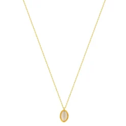 Collier acier jaune pierre imitation beige 45 cm