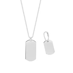 Collier acier maille boule 2 plaques 50 cm