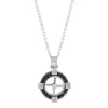 Collier acier zirconia noir boussole 55 cm