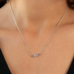 Collier argent 925 améthystes 45cm