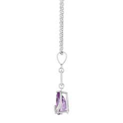 Collier argent 925 améthyste taille poire et zirconias 45 cm