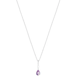 Collier argent 925 améthyste taille poire et zirconias 45 cm