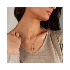 Collier argent 925 améthyste taille poire et zirconias 45 cm