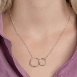 Collier argent 925 anneaux entrelacés 45 cm