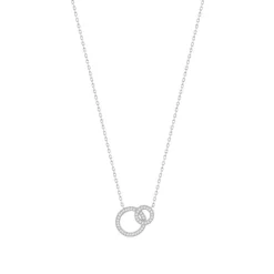 Collier argent 925 anneaux entrelacés zirconias 45 cm