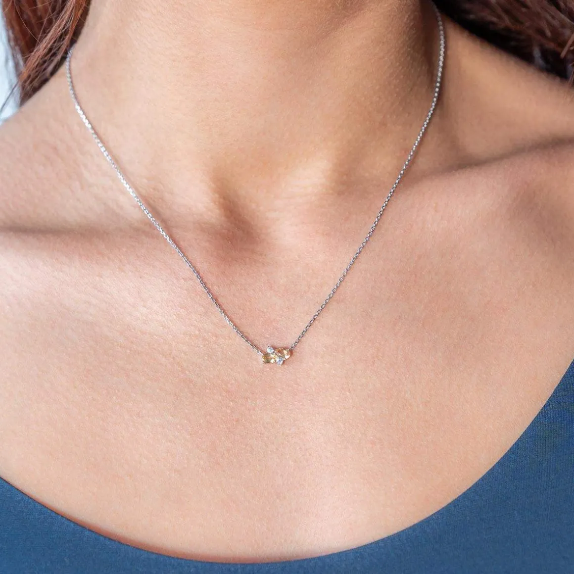 Collier argent 925 citrines et zirconias 45cm