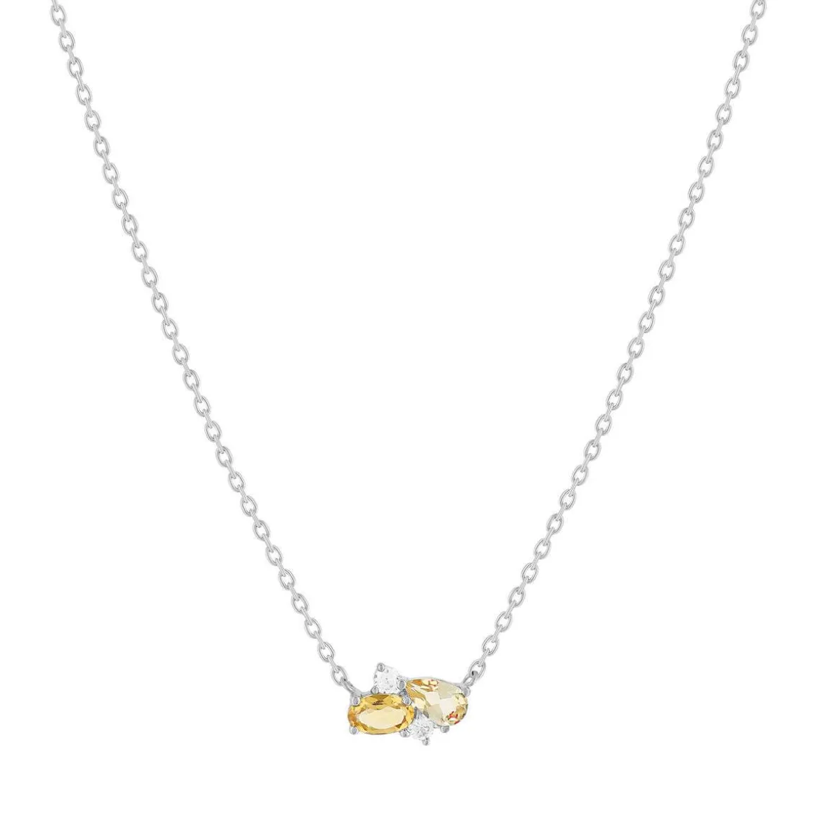 Collier argent 925 citrines et zirconias 45cm
