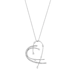 Collier argent 925 coeur maille vénitienne zirconias