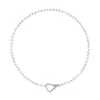 Collier argent 925 coeur perles de culture de Chine 45 cm