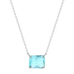 Collier argent 925 cristal bleu 45cm