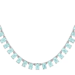 Collier argent 925 cristal bleu 43cm