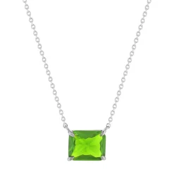Collier argent 925 cristal vert 45cm