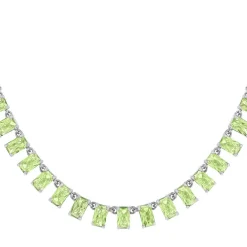 Collier argent 925 cristal vert 43cm