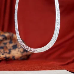 Collier argent 925 diamanté maille plate étrusque 44 cm