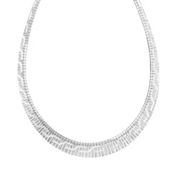 Collier argent 925 diamanté maille plate étrusque 44 cm