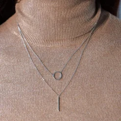 Collier argent 925 double chaîne 42 à 45 cm
