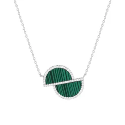 Collier argent 925 et malachites et zirconias 45cm