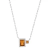 Collier argent 925 et zirconias ambrées et blancs 45cm