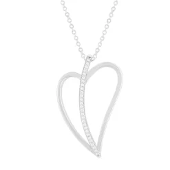 Collier argent 925 et zirconias coeur 45cm
