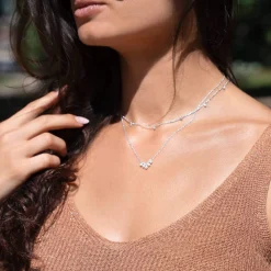 Collier argent 925 et zirconias 45cm