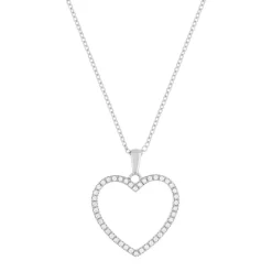 Collier argent 925 et zirconias coeur 45cm
