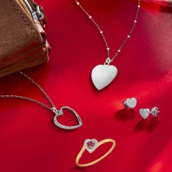 Collier argent 925 et zirconias coeur 45cm