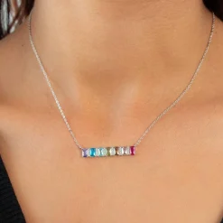 Collier argent 925 et zirconias multicolores 45cm