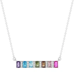 Collier argent 925 et zirconias multicolores 45cm