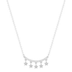 Collier argent 925 et zirconias motif étoiles 45cm