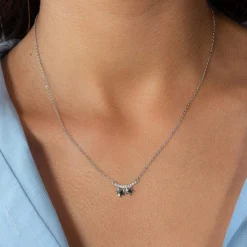 Collier argent 925 et zirconias motif étoiles 45cm